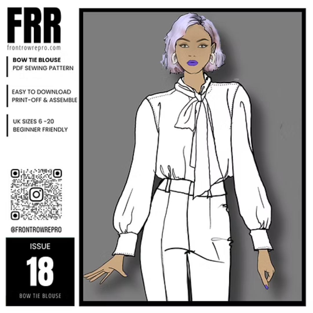 Bow Tie Blouse Sewing Pattern PDF
