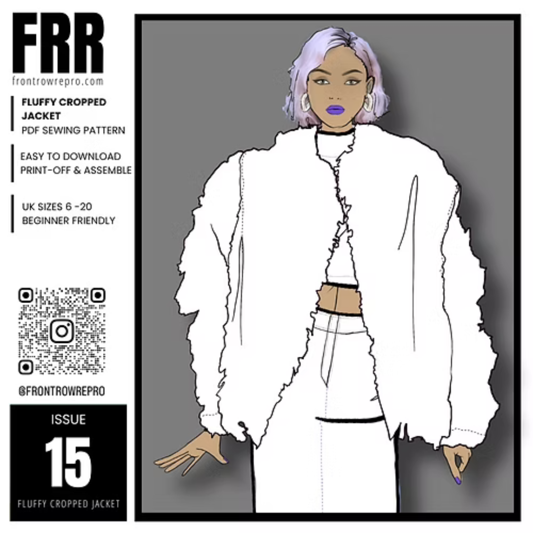 Fluffy Cropped Jacket Sewing Pattern PDF