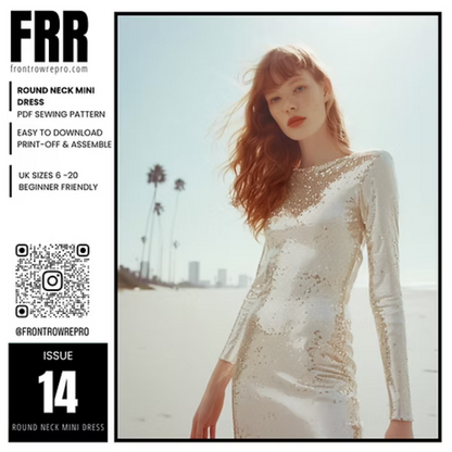 Round Neck Mini Dress Sewing Pattern PDF