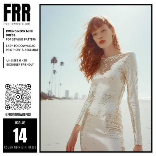 Round Neck Mini Dress Sewing Pattern PDF