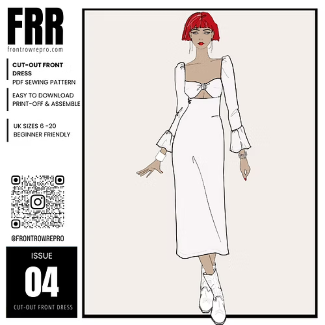 Cut-Out Front Dress Sewing Pattern PDF